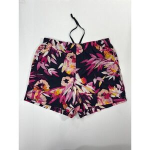 Columbia Mens Floral Swim Trunks Navy Pink Tropical Hibiscus Board Shorts Size L